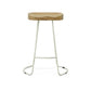 Set of Two 25" Natural and White Solid Wood and Steel Backless Counter Height Bar Chairs