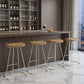 Set of Two 25" Natural and White Solid Wood and Steel Backless Counter Height Bar Chairs