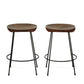 Set of Two 25" Chestnut and Black Solid Wood and Steel Backless Counter Height Bar Chairs