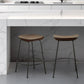 Set of Two 25" Chestnut and Black Solid Wood and Steel Backless Counter Height Bar Chairs