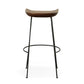 Set of Two 31" Chestnut and Black Solid Wood and Steel Backless Bar Height Bar Chairs