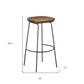 Set of Two 31" Chestnut and Black Solid Wood and Steel Backless Bar Height Bar Chairs