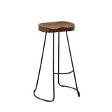 Set of Two 31" Chestnut and Black Solid Wood and Steel Backless Bar Height Bar Chairs
