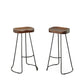 Set of Two 31" Chestnut and Black Solid Wood and Steel Backless Bar Height Bar Chairs