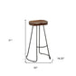 Set of Two 31" Chestnut and Black Solid Wood and Steel Backless Bar Height Bar Chairs