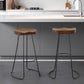 Set of Two 31" Chestnut and Black Solid Wood and Steel Backless Bar Height Bar Chairs