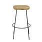 Set of Two 31" Natural and Black Solid Wood and Steel Backless Bar Height Bar Chairs