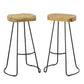 Set of Two 31" Natural and Black Solid Wood and Steel Backless Bar Height Bar Chairs
