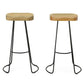 Set of Two 31" Natural and Black Solid Wood and Steel Backless Bar Height Bar Chairs