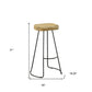 Set of Two 31" Natural and Black Solid Wood and Steel Backless Bar Height Bar Chairs