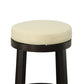 Set of Two 24" Cream and Espresso Faux Leather and Solid Wood Backless Counter Height Swivel Bar Chairs