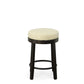 Set of Two 24" Cream and Espresso Faux Leather and Solid Wood Backless Counter Height Swivel Bar Chairs