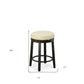 Set of Two 24" Cream and Espresso Faux Leather and Solid Wood Backless Counter Height Swivel Bar Chairs
