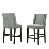 Set of Two 42" Charcoal and Espresso Solid Wood Bar Chairs