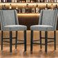 Set of Two 42" Charcoal and Espresso Solid Wood Bar Chairs