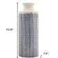 19" Blue and White Geometric Cylinder Terracotta Floor Vase