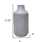 12" Gray And Brown Ribbed Terracotta Cylinder Table Vase