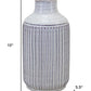 10" Off White Terracotta Striped Cylinder Table Vase