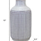 10" Off White Terracotta Striped Cylinder Table Vase