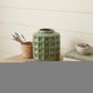 7" Green Terracotta Geometric Cylinder Table Vase