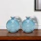 Set of Two Blue Glass Round Table Vase