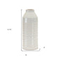 15" White Ribbed Cylinder Terracotta Table Vase