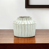 6" Ivory Ribbed Round Terracotta Table Vase