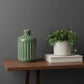 7" Green Terracotta Striped Bud Table Vase