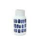 Set of Two Blue and White Abstract Cylinder Ceramic Table Vase