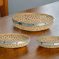 Set Of Three Brown Round Solid Wood Serving Tray