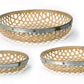 Set Of Three Brown Round Solid Wood Serving Tray