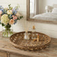 22" Brown Round Bamboo Vanity Tray