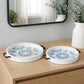 Set of Two Blue Round Solid Wood Vanity Tray With Handles