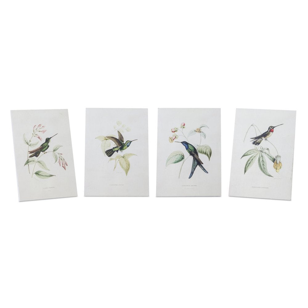 Set of Four White Hummingbird Framed Art