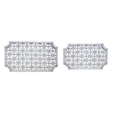 Set of Two Gray Geometric Lattice Wood Hanging Dimensional Sculptures