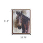 32" X 24" Brown Black And White Horse Wood Framed Art
