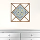 Set of Two White Blue And Brown Floral Wood and Metal Square Framed Art