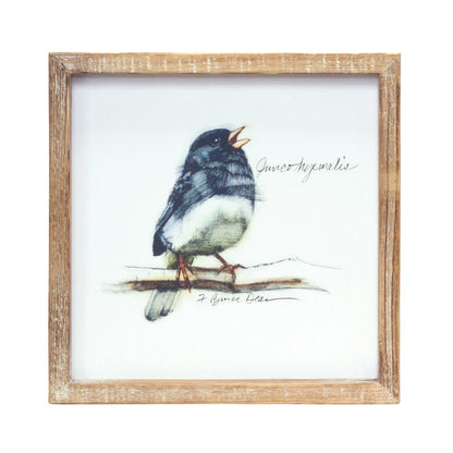 Set of Four Brown Bird Solid Wood Square Framed Art