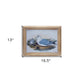 13" X 17" Natural And Blue Bird Solid Wood Framed Art