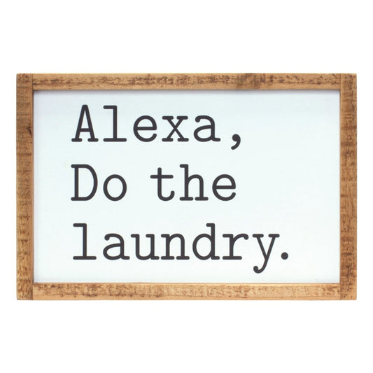 8" X 12" White And Black Alexa Do The Laundry Wood Wall Decor