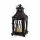 Set of Three Black Geometric Glass And Metal Floor Lantern Candle Holders