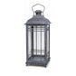 Set of Three Gray Distressed Geometric Glass And Metal Floor Lantern Candle Holders