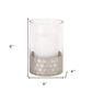 Set of Two Clear and Silver Glass Geometric Tabletop Pillar Candle Holders