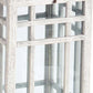 Set of Two White And Silver Distressed Geometric Metal Floor Lantern Candle Holders