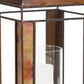 17" Bronze Distressed Geometric Metal And Glass Tabletop Lantern Candle Holder