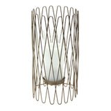 14" Gold Iron and Glass Tabletop Hurricane Candle Holder