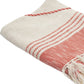 60" X 50" Red Woven Cotton Striped Throw Blanket with Fringe