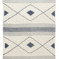 60" X 50" Blue and Off White Woven Cotton Striped Throw Blanket with Fringe