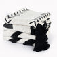 50" X 60" Black and White Woven Cotton Geometric Throw Blanket with Tassels