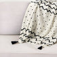 50" X 60" Black and White Woven Cotton Chevron Throw Blanket with Tassels